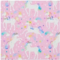 Star Geschenkpapier, Geschenkpapier Einhorn 70cm x 2m Rolle mit Regenbogen & Sternen Rosa