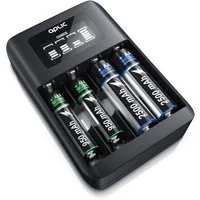 Aplic 4-Schacht USB Ni-MH Akku-Lader, Individuelle Ladeschachtüberwachung Batterie-Ladegerät (1800 mA, Universal Batterie Ladestation, Typ AA oder AAA, Einfache Handhabung)