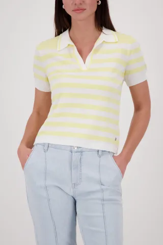 monari - Polo-Pullover mit Streifen pastel yellow ringel - Gr. - 40