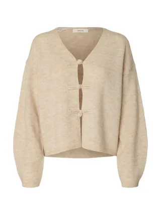 selected women - SLWLULU LS DUFFLE KNIT CARDIGAN Birch - Gr. - S