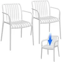 STEELSØN Gartenstuhl Pincoya wetterfest und UV-beständig (weiß, 2er Set), stapelbarer Balkonstuhl Kunststoff, verfügbar als 2er/4er/6er Set