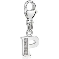 Materia Charm Buchstabe Silber Anhänger Buchstabe " P " Alphabet Zirkonia C66, 925 Sterling Silber, rhodiniert
