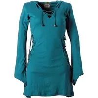 Vishes Zipfelkleid Elfenkleid mit Zipfelkapuze Bändern zum Schnüren Ethno, Hoody, Gothik Style
