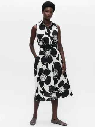 Jane Lushka - Anita flower print poplin dress black - Gr. - XS