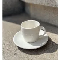 Starbucks Frühstücks-Geschirrset STARBUCKS Espresso Tasse und Unterteller Set weiß Tasse Gravur 89ml