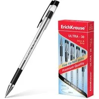 Erich Krause Kugelschreiber, Kugelschreiber Ultra-30 0,26mm mit Gummigriff 12er Pack Schwarz
