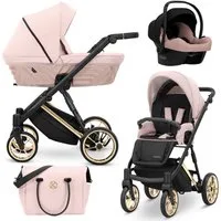 KUNERT Kombi-Kinderwagen Ivento Premium 3in1 Kinderwagen mit Goldrahmen und Zubehör, 2in1-Set mit Tragetasche und Sportsitz, ergonomische Bambusmatratze