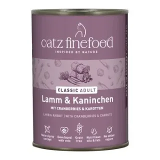 Catz finefood Nassfutter Katze Classic Adult Kaninchen und Lamm 24x400 g