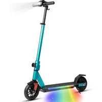 Vankel Elektro-Kinderroller E Scooter für Kinder, ab 8 Jahren, 14km/h, bis zu 15km, Cityroller, Bunte Leuchten, klappbar, höhenverstellbar, mit Haken