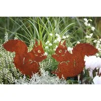 LB H&F Lilienburg Teichfigur 2er SET Eichhörnchen Rost Stecker Garten Deko Beet Blumenkübel, (Dekoration Blumenstecker Figur Topfstecker Teichdeko Teichstecker Rostfigur, Gartendeko Weihnachten Roststecker Gartenstecker Beetstecker), zum Stecken Meta