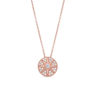 Luxenter-Halskette aus brillantem Metall und Zirkonia-Legierung, abgeschlossen in 18-karat-Roségold – Fredry
