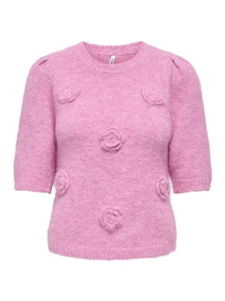 ONLY - ONLZAGGIE SS FLOWER O-NECK CC KNT Fiji Flower - Gr. - M