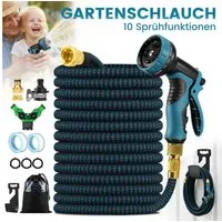 Bundviel Gartenschlauch Mit 10 Funktionen Flexibler dehnbarer Wasserschlauch 15-30m, kein verknoten Flexischlauch, Schlauch Flexibel Bewässerung, 1/2 Zoll,3/4 Zoll