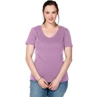 Sheego T-Shirt T-Shirt Kurzarm aus fein gerippter Qualität