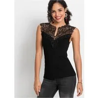 bonprix Spitzentop figurenbetonte Passform, ärmelloses Design, eleganter Stil, mit Spitze