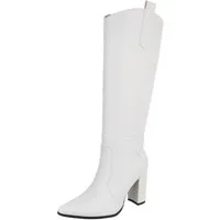 Ital-Design Damen Elegant High-Heel-Stiefel (91154708) Blockabsatz Stiefel in Weiß