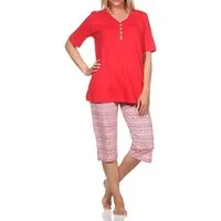 Normann Pyjama Damen kurzarm Capri Schlafanzug im Ethnolook - auch in Übergrössen