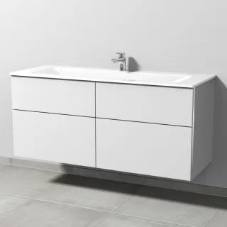 Sanipa 3way Glas-Set Glas-Waschtisch und Unterbau mit 4 Auszügen, Weiß-Soft BR20743