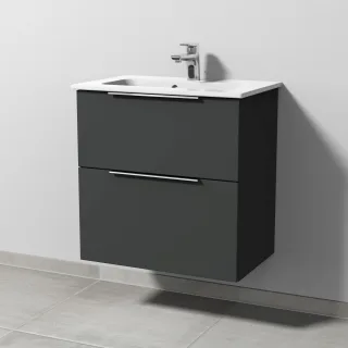 Sanipa 3way Waschtischunterbau zu Duravit ME by Starck Waschtisch mit 2 Auszügen, Graphit-Matt UP7221B