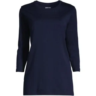 Supima-Shirt mit 3/4-Ärmeln, Damen,  Blau, Baumwolle, by Lands' End