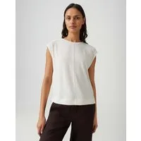 OPUS Kurzarmshirt Slummi Regular Fit mit Rippstruktur Mit kleinen Schlitzen an der Seite