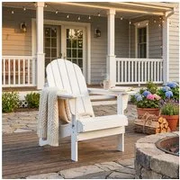 Outsunny Gartenstuhl Adirondack Balkonstuhl (Gartensessel, 1 St), Weiß 73B x 82T x 88H cm