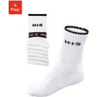 H.I.S Sportsocken Tennissocken Damen Herren Laufsocken (Packung, 6-Paar, Crew Socks Gr. 35-38 bis 47-48) mit Frottee & verstärkten Belastungszonen
