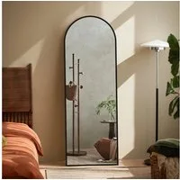 Boromal Ganzkörperspiegel Schwarz Weiß Rahmen Standspiegel Oval Wandspiegel Groß Wand Ganzkörper (für Schlafzimmer Badezimmer Wohnzimmer Arched), Spiegel Rund