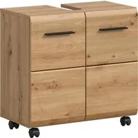 welltime Waschbeckenunterschrank FLORENZ, Breite 60cm, inkl. Siphonausschnitt, mit Türen oder Schüben (TOPSELLER) hochwertige MDF Front, Griff schwarz, Badschrank, Bad