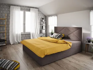 Boxspringbett Schlafzimmerbett NAIA 160x200cm Braun inkl.Bettkasten