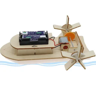 Electric Paddlewheel Boat Model Toy Wooden DIY Kits Children Educational Self Assembly