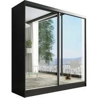 A&J MöbelLand GmbH Schiebetürenschrank IVAR 200 cm mit drei Schubladen und Spiegel (TOP ANGEBOT! Geräumiger Schrank mit einer Breite von 200 cm und Spiegel, ideal zur Aufbewahrung von Kleidung und Accessoires. 3 Schubladen und viel Stauraum. TOP PROD