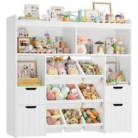 HOMECHO Spielzeugtruhe (1 St), Kinderregal mit 7 Aufbewahrungsboxen 4 Schubladen Weiß