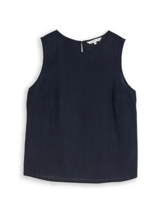 Tom Tailor - Crêpe Blusentop mit Rundhalsausschnitt sky captain blue - Gr. - 44