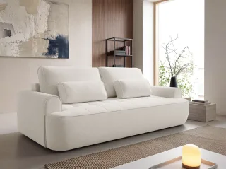 Sofa 3-Sitzer mit Schlaffunktion HUNTER in Stoff Cloud Hellbeige