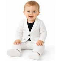 Lorey Medtec Anzug 3-teilig Jungen Outfit, Set: Jacke, Hose, Shirt, 100% Baumwolle, Weiß (Jacke + Hose + Shirt)