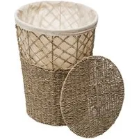 Atmosphera Créateur d'intérieur Wäschekorb Wäschekorb aus Seegras, 38 cm, Einsatz aus Baumwolle
