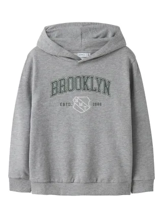 NAME IT - NKMNEWI LS NREG SWEAT WH BRU grey melange - Gr. - 152