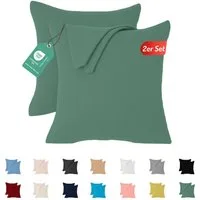 livessa Kissenbezug 2er Set Kissenbezug Kissenhülle Baumwolle Jersey Reißverschluss weich, %100 Baumwolle Jersey Stoff 140 g/m², Ultra Weich und Atmungsaktiv