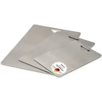Feuerfest 123 GmbH Schneidebrett Schneidebretter mit Griff aus Edelstahl im 3er Set, Edelstahl, Ideal geeignet für Fleisch, Fisch & Gemüse, auch als Knetbrett