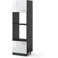 Vicco Mikrowellenumbauschrank R-Line, Weiß Hochglanz/Anthrazit, 60 cm (1-St)