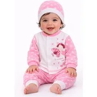 La Bortini Langarmshirt & Hose Baby Anzug Erstlingsset in weiß rosa Hemdchen Mitwachshose Mütze (Erstlingsset Mitwachshose, Shirt, Haube, für Mädchen, für Neugeborene, 3-teilig) aus Baumwolle, 44 50 56 62 68 74 80 86