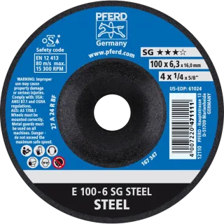 PFERD TOOLS Schruppscheibe E Leistungslinie SG STEEL für Stahl - 62210626