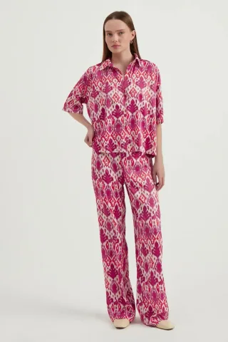 Satin Entspanntes Kurzarm-Boho-Hemd
