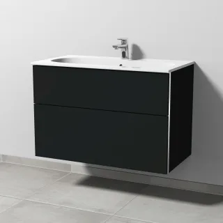 Sanipa 3way Waschtischunterbau zu Geberit Acanto Slim Waschtisch mit 2 Auszügen, Vulkan-Matt BP4121V