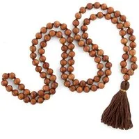bodhi Perlenkette Mala Yoga Kette mit Sandelholz-Duft, farbige Quaste, 108 Perlen braun