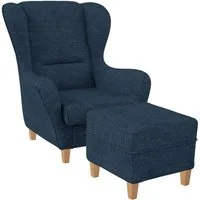 Supellex Ohrensessel Sofia Relaxsessel mit Hocker – Vienna Dunkelblau