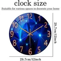 LIANNA Wanduhr Blaue Wanduhr, 14 Zoll, rund, dekorative Wanduhr aus Glas, (mit Quarz-oder Funkuhrwerk)
