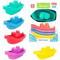 Toi-Toys Kinderspielboot 5X Baby BADEBOOT Set Bunt stapelbar Badewannenspielzeug Spielzeug 63 (5-tlg), Schwimmend Babyboot Badespielzeug Boot Wanne Kinder Badespaß