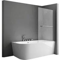 doporro Badewannenaufsatz Badewannenaufsatz Duschwand für Badewanne inkl. Handtuchhalter NANO, Einscheibensicherheitsglas